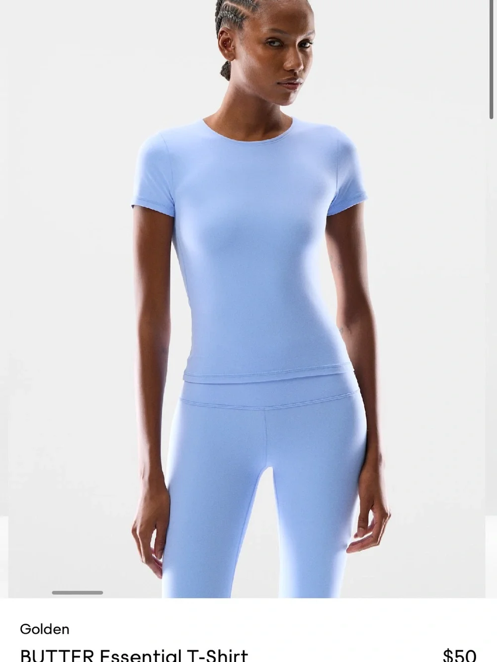 Aritzia Butter Short-Sleeve Crewnecku Tee in Pale Blue - Picture 1 of 4